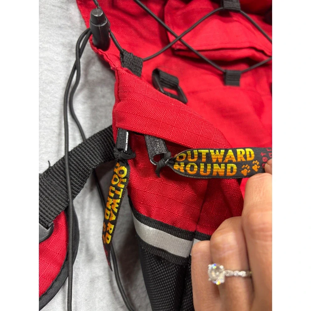 Outward Hound Dog Backpack Red Hiking Pet Travel Gear Reflective Adjustable Bag